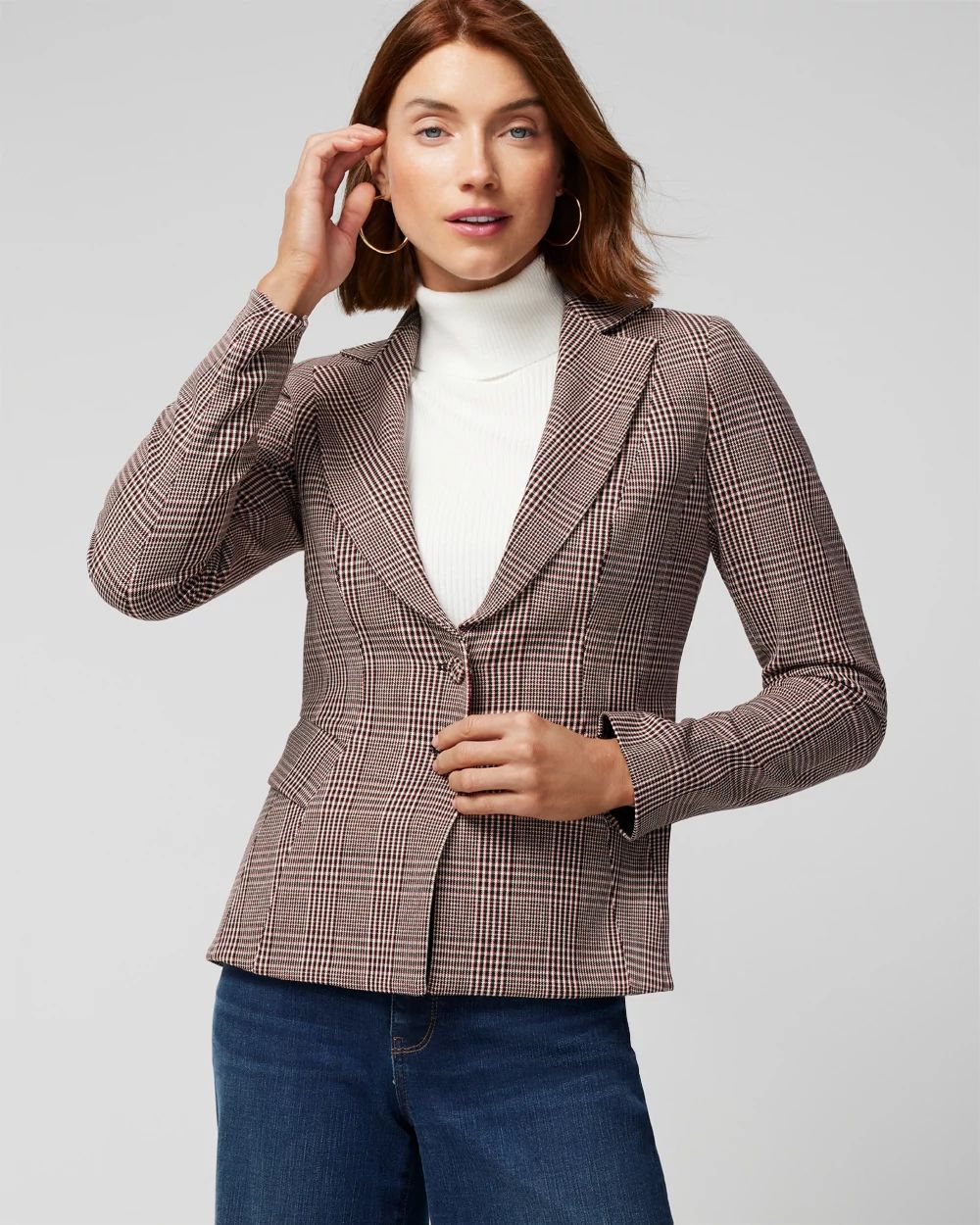 White house black market on sale sweater plaid skirt dress